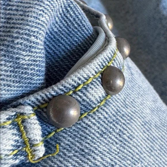 Women's Light Blue Flared Jeans with Silver Stud Accents - Picture 9 of 12